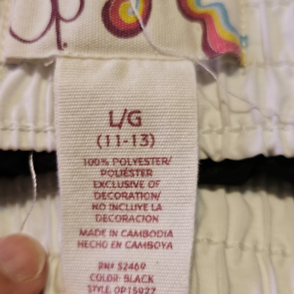 Op Ocean Pacific Junior Short shorts Black & White Size L 11-13 - Picture 8 of 9